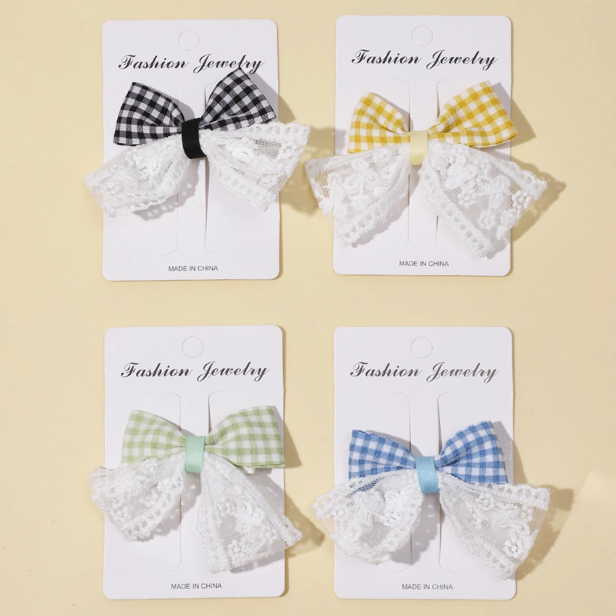 

Cute Lace Hair Bows Clip Girls Wedding Headwear Baby Hairpins Plaid Fabric Barrettes Kids Headdress Children Hair Accessories