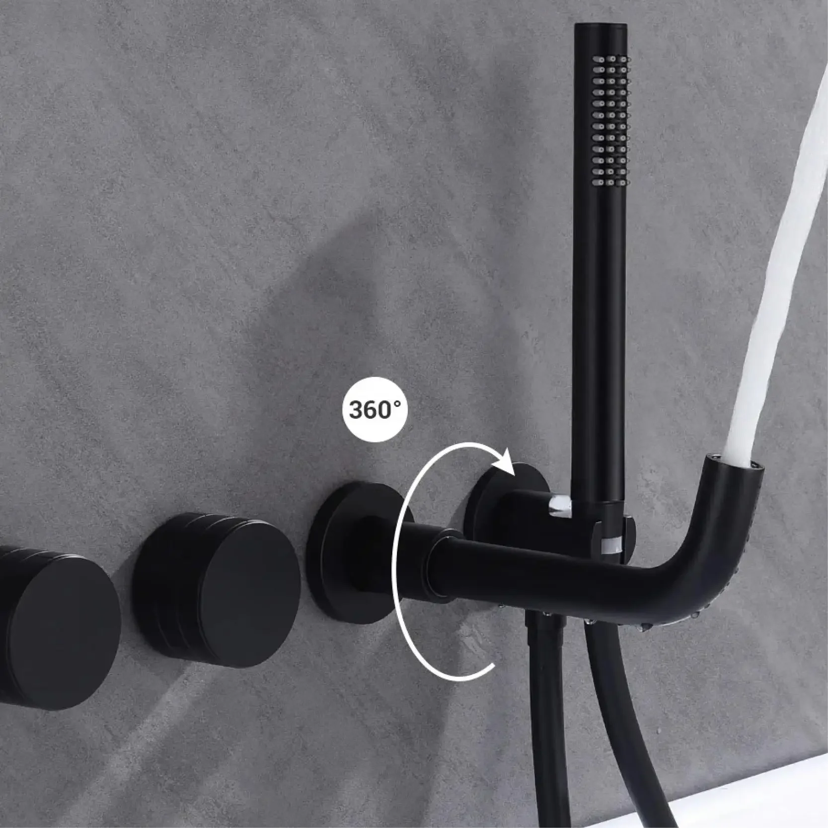 Luxury Black Brass Bathroom Faucet Set Wall Mounted Spout Sprayer With 2 Handles Dual Control Hot And Cold Mixing Bathtub Tap