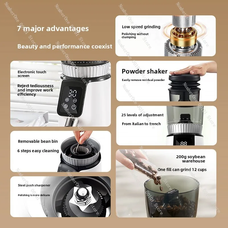 Automatic Coffee Bean Grinder, Electric Burr Grinder with Quantitative Setting for Home Commercial