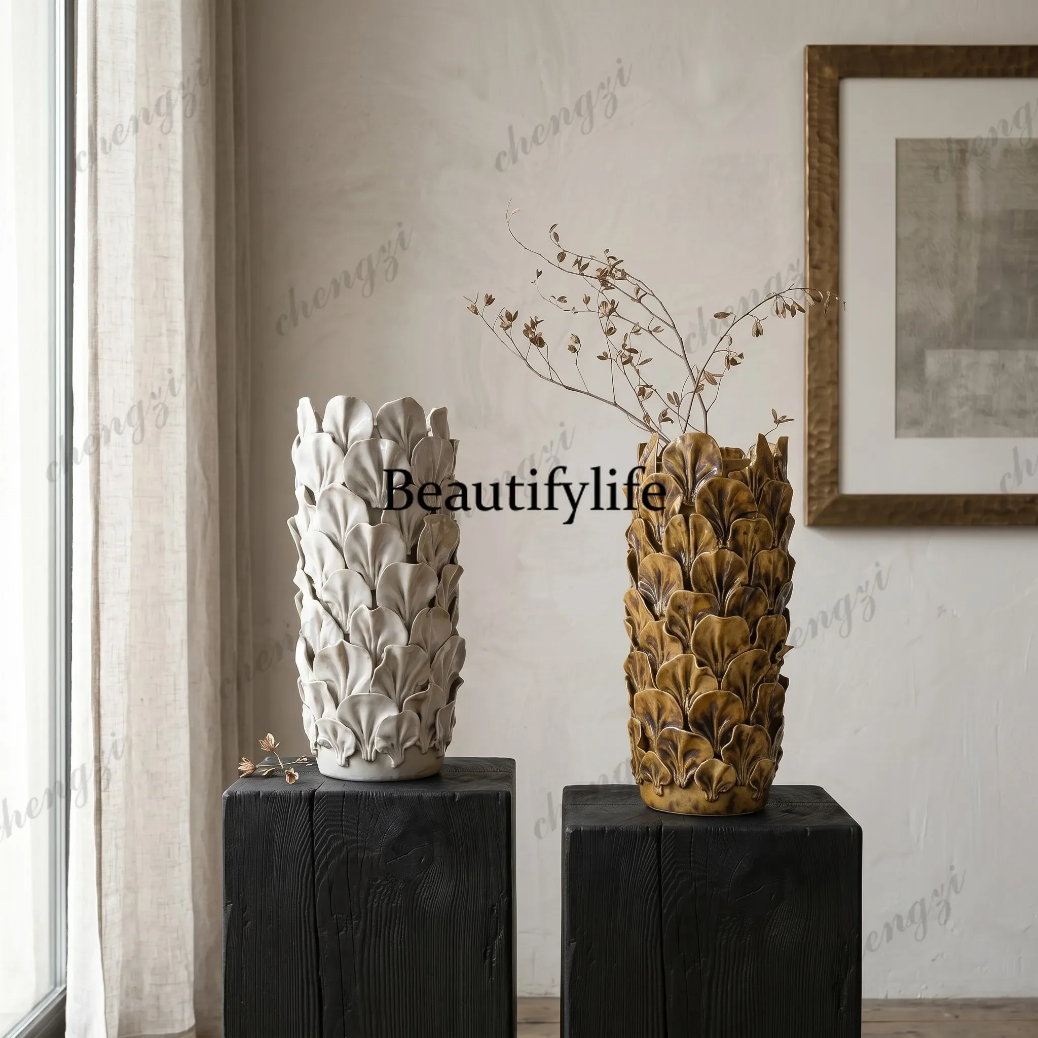 a95 Modern simple ceramic water drop vase living room creative ornament model room home decoration