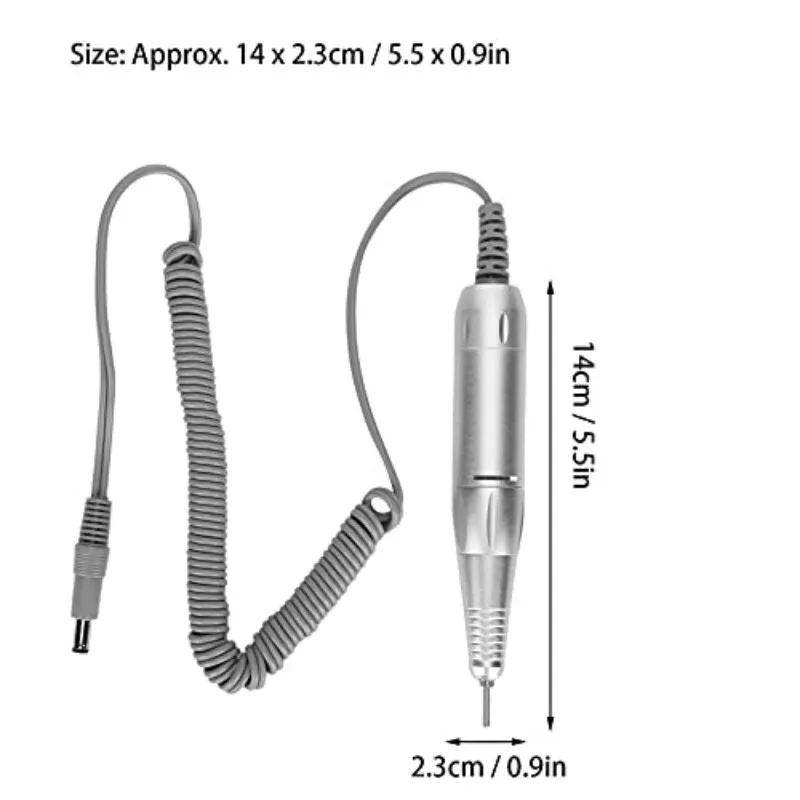 Electric Nail Drill Pen com DC Head Handle, Manicure e Pedicure Ferramenta, Grinder, Grind, Máquina, Acessórios, Substituição, Arquivo