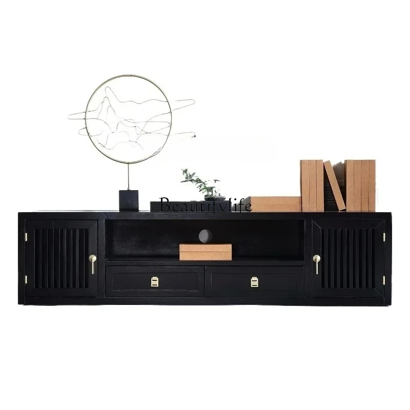 

modern new Chinese solid wood TV cabinet high-end multi-functional storage combination