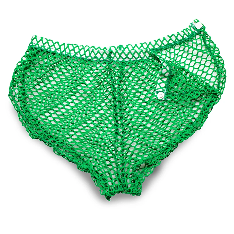 Men\'s Sexy Openwork Sheer Fishnet Briefs Bare Side Open Lingerie Mesh Transparent Shorts Hollow Mesh Breathable Panties