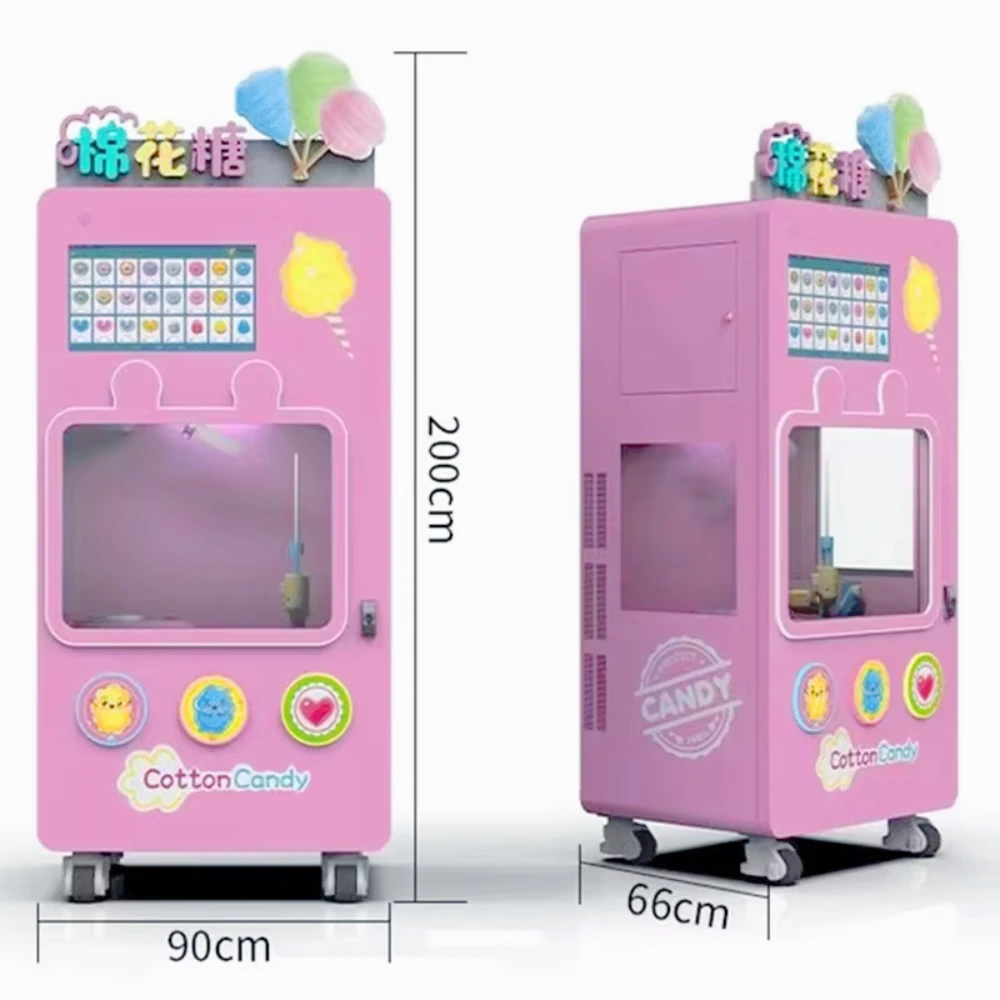 2024 New Pink Bubble Cover Automatic Cotton Candy Machine Commercial Electric Floss Maker Full-Auto Vending Sugar Floss Maker