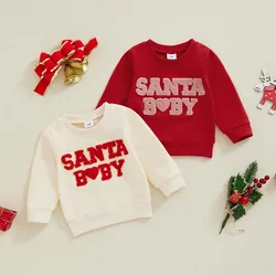 Baby Letter Heart Embroidery Pullover Hoodies Cotton Soft O-neck Sweatshirts Boys Girls Christmas Clothes