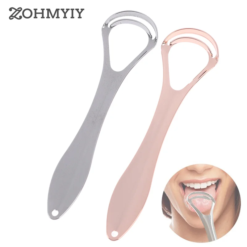 1pc Double Layer Tongue Scraper Stainless Steel Oral Tongue Cleaner Mouth Brush