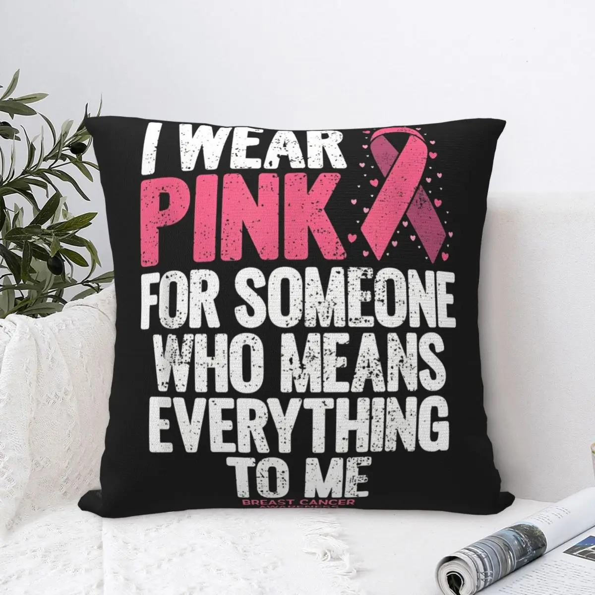 Breast Cancer Awareness Shirts For Family Pillowcases Polyester Car Cushion Cover Creative Pillow Cover 45*45