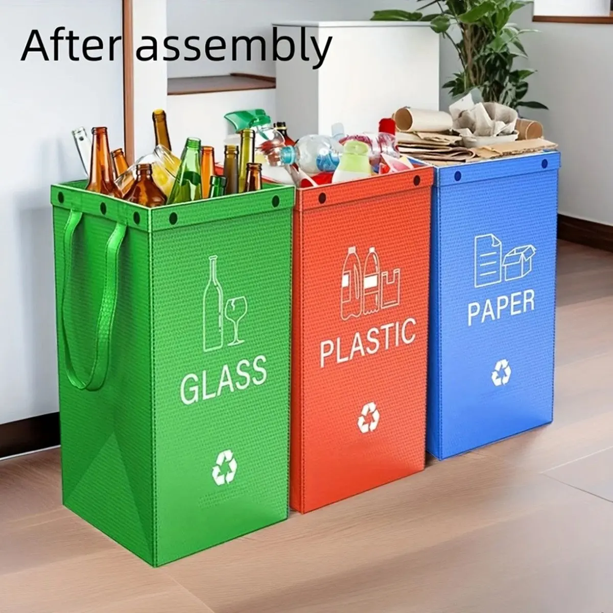A67T NEW 40L Foldable Trash Can,Large Capacity&Easy Clean, Pp Plastic for Home Kitchen(One for Each of the Three Colors)
