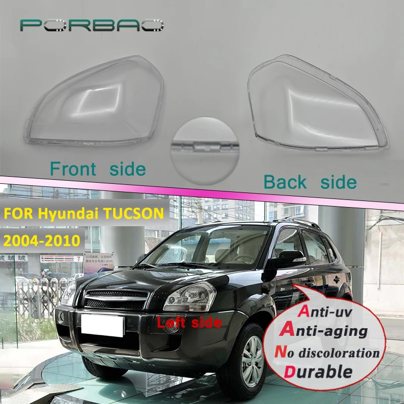 Headlamp Clear Shell-Cover for Hyundai TUCSON Transparent Glass Car Lights Headlight Lens Cover-Shell 2004-2010 Replacement DIY