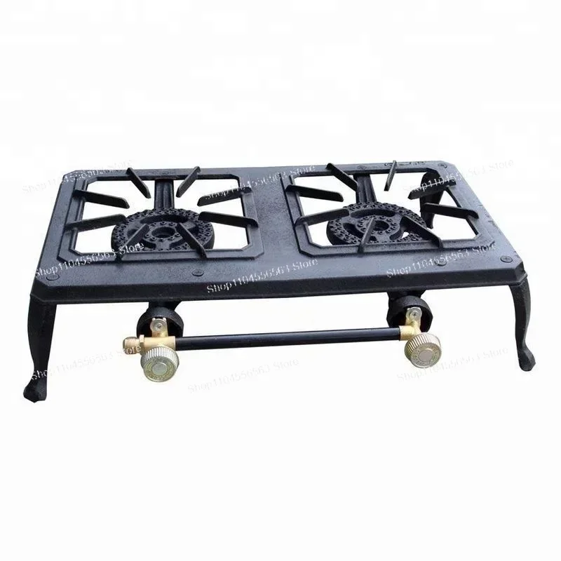 ​​Outdoor Portable Natural Gas Double Burner Hot Plate, High-Quality Stainless Steel Camping Stove for Garden & Patio​​