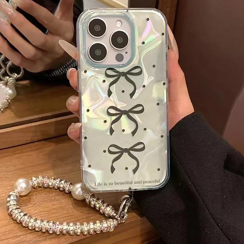 لؤلؤة ثلاثية الأبعاد Bowknot النقاط سلسلة الحال بالنسبة ممن لهم رينو 13 12 FS 11F 13F 12F 11 10 برو 5G 8 7 4G 6 5 لايت البحث X3 لايت غطاء الهاتف حالات