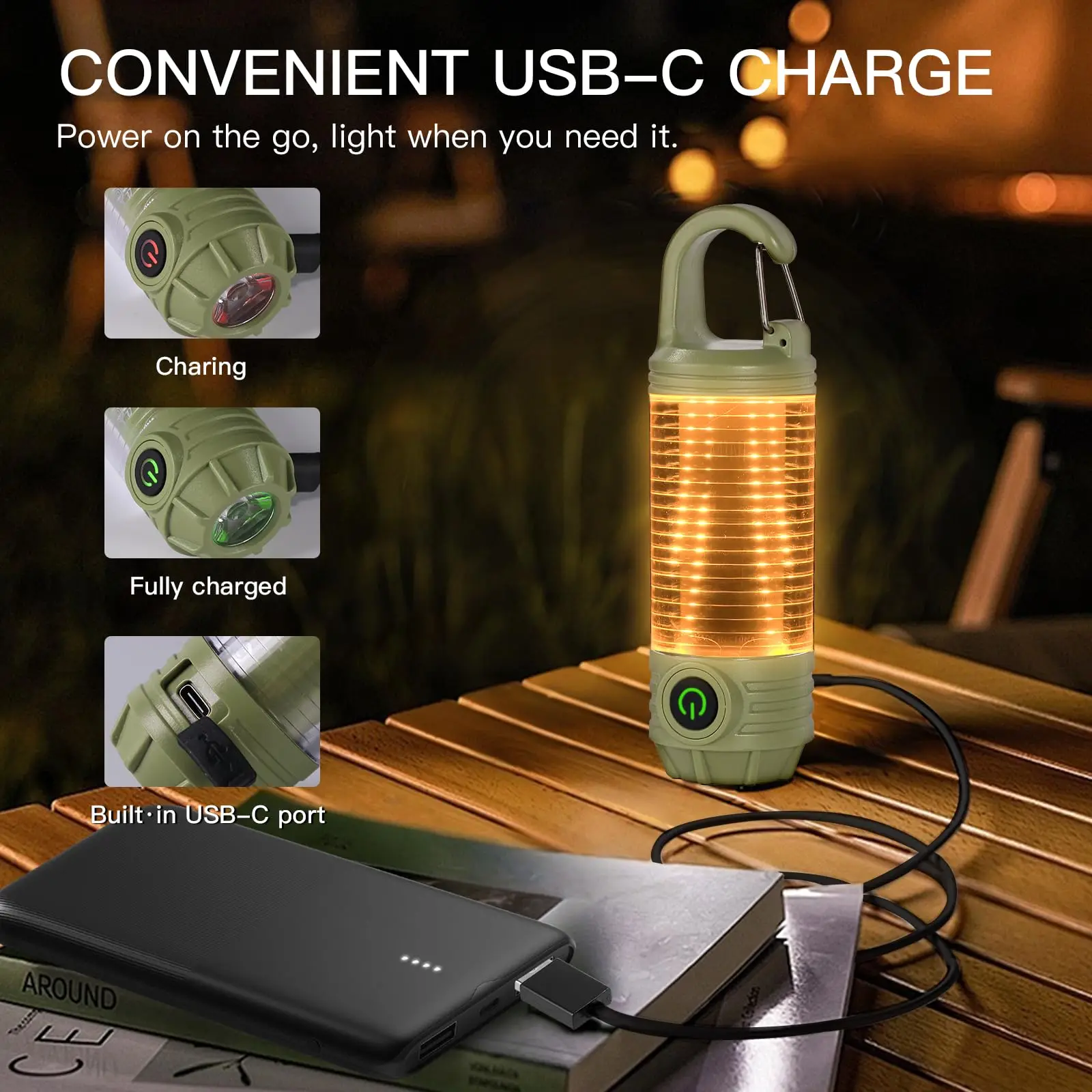 LED Camping Lantern Flashlight Rechargeable,Bright Portable Camp Light with Red Light,6 Lighting Modes,Outdoor Tent Night Light
