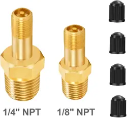 ATsafepro 부식 방지 황동 슈레이더 밸브, NPT 탱크 밸브, 공기 압축기 탱크 1/4 사용, 1/4 인치 수 NPT, 1/8 인치, 4 개