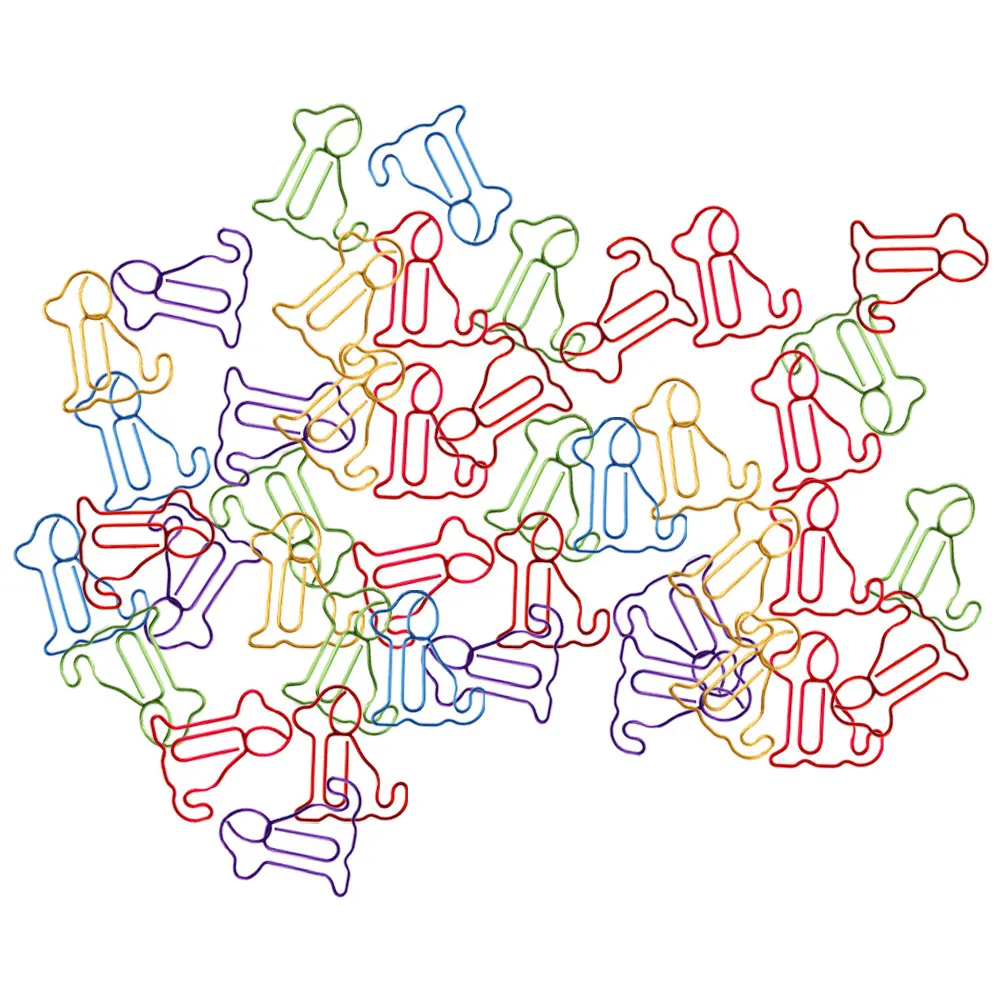 

100pcs Dog Novelty Paper Clips Clips Animal Shaped Bookmark Pins Book Page Holders Metal Office Supplies School Stationery