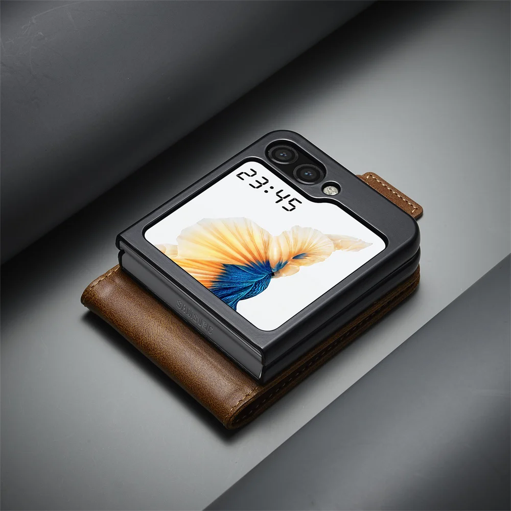 Funda de teléfono tipo billetera con bloqueo RFID, tarjetero para Samsung Galaxy Z Flip 7 6 5 4 3 Flip7 Flip6 Flip5 Flip4 Flip3 5G