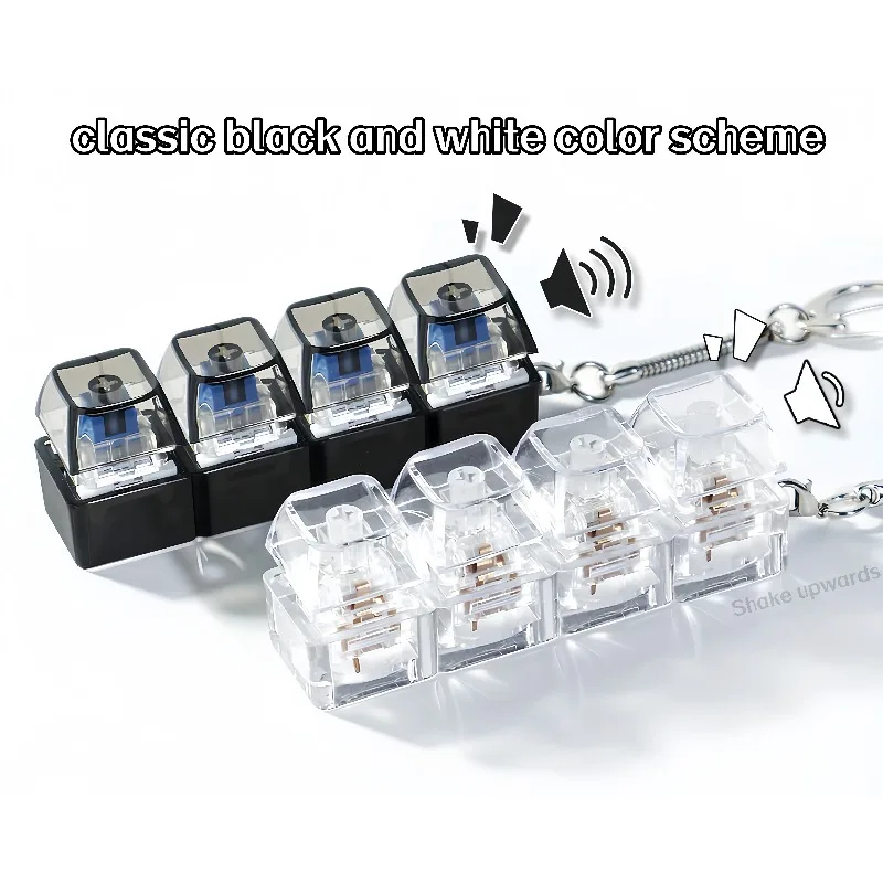 

Многофункциональный брелок-антистресс 4-в-1 с клавиатурой, прозрачная игрушка-фиджет без подсветки, клипса из алюминиевого сплава для ключей и сумок, без батареек