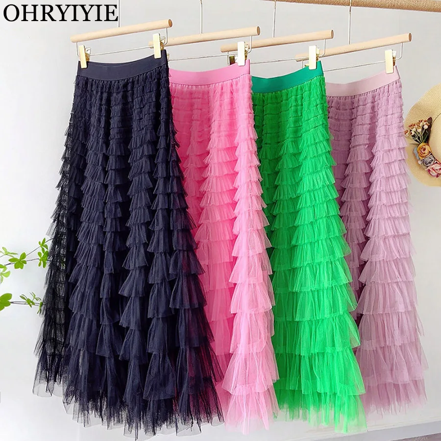 Floor-Length Tulle Skirt Boho Women Fashion Lengthen Bohemian Long Maxi Skirt Lady Summer Beach Party Skirts Clothes