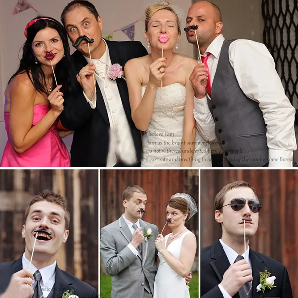 

Creative Beard Photo Props Eco Friendly Clay Thin Stick Design Lightweight Portable for Wedding Parties April Fools Photo
