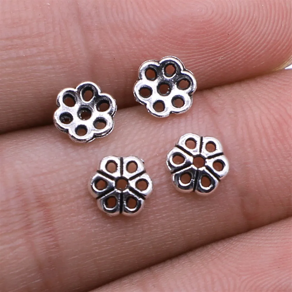 WYSIWYG-casquillos de cuentas de 6x6mm, 2 colores, casquillos de cuentas, flor Torus, DIY, espaciados, accesorios de joyería, 100 Uds.