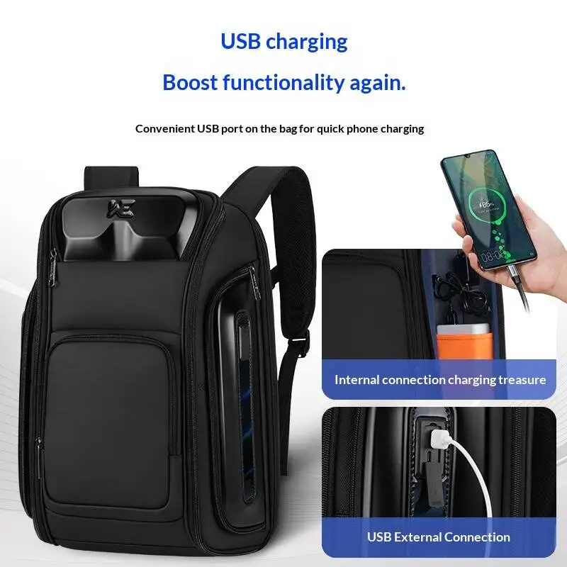 New High-end Business Backpack Men's Waterproof Backpack Large Capacity Multi-function Simple Atmosphere Computer Bag Light