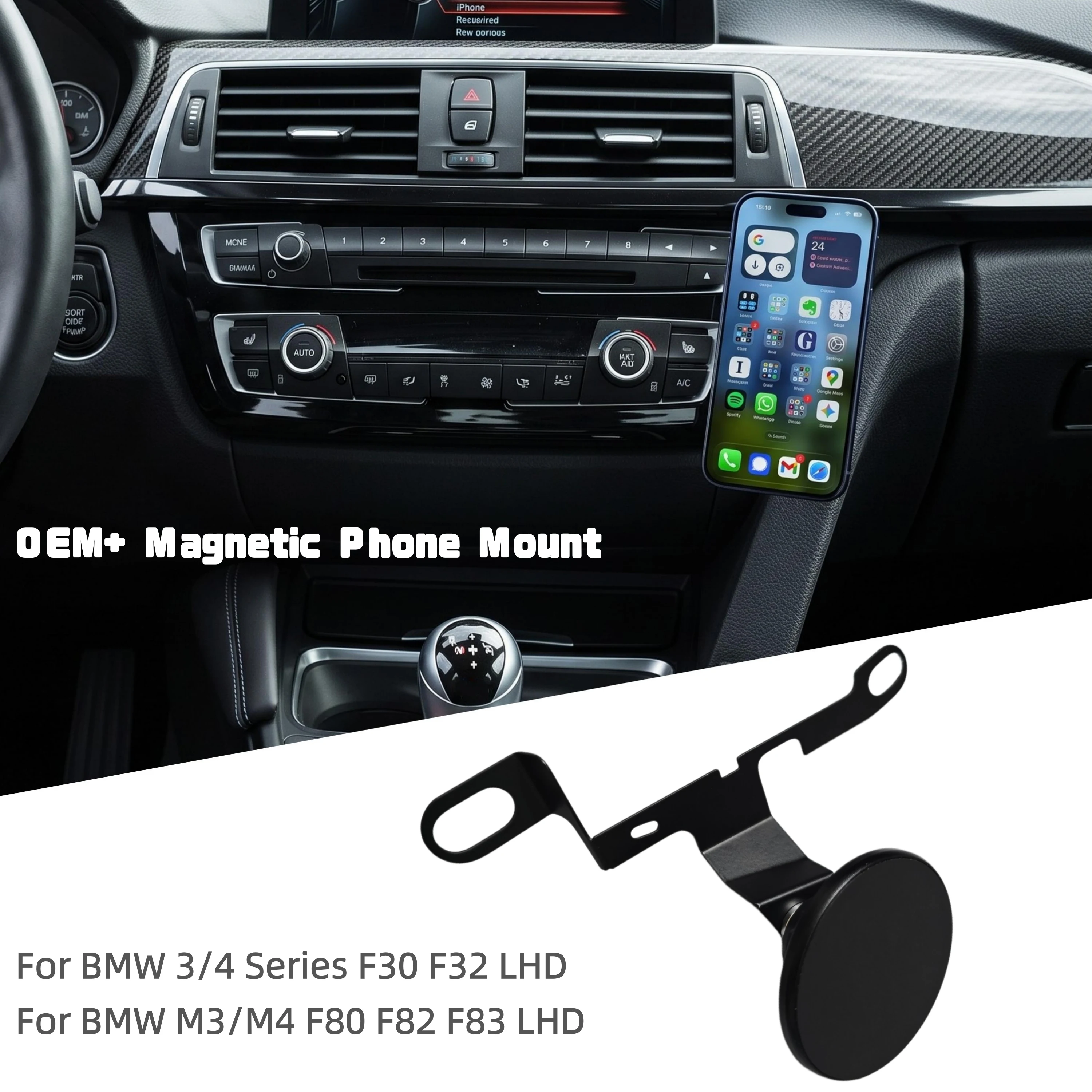 OEM+ Design Magnetic Phone Holder Mount Bracket Kits For BMW 3 4 Series F30 F31 F32 F33 M3 F80 M4 F82 F83 LHD 2012-2020