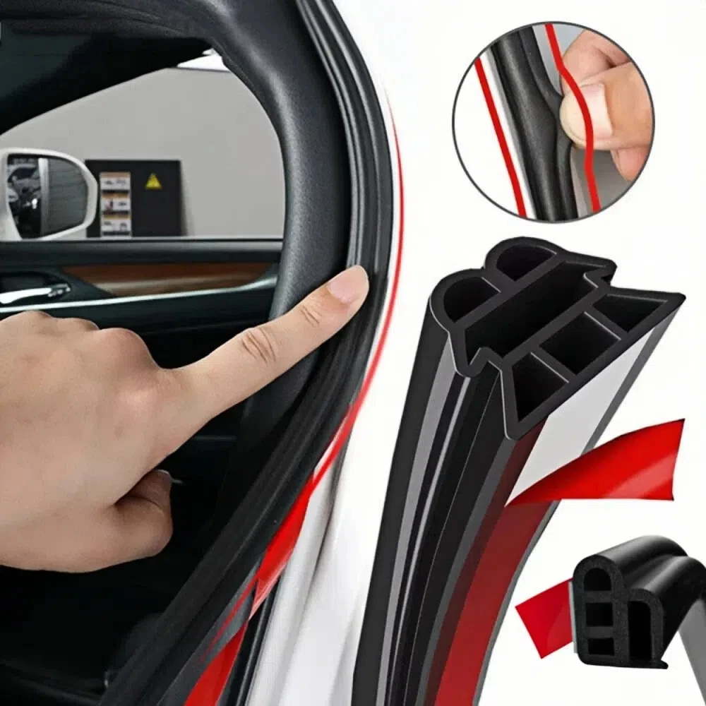 5m Double Layer Car Door Seal Strip Dustproof Rubber Soundproof Weather Strips Heat Insulation with Adhesive Backing