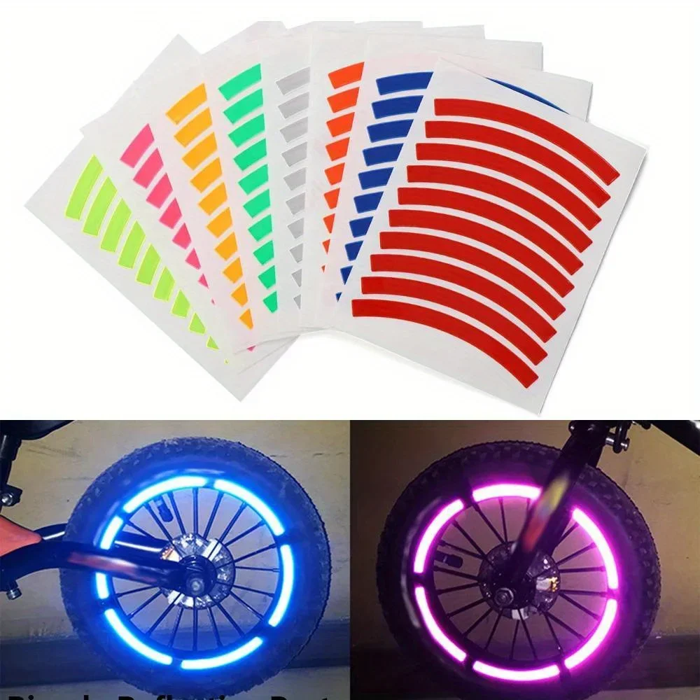 10Pcs/pack Reflective Tire Sticker Safety Sticker Color Balance Bike Reflective Sticker Wheel Decal Bike Accessories