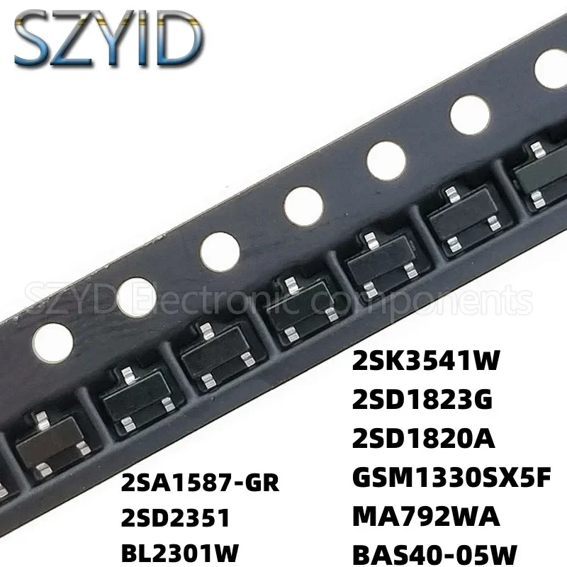 100PCS SOT323 2SA1587-GR 2SD2351 BL2301W 2SK3541W 2SD1823G 2SD1820A GSM1330SX5F MA792WA BAS40-05W