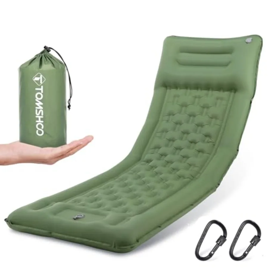 

Sleeping Pad Ultralight Camping Mat Inflatable Sleeping Mat 77''X28'' Camping Mattress with Pillow Built-in Feet Pump with 2 Ca