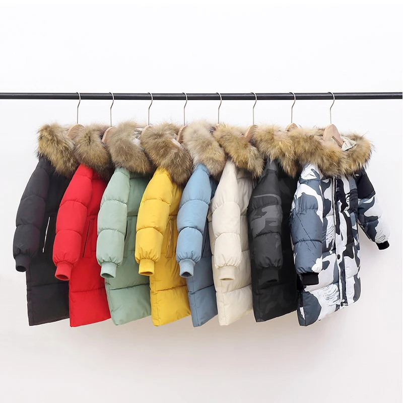 Winter Fashion Children Down Jackets Thick Teens Coats Warm Parkas Kids Clothes For 3-10 Years Boy Girl Big Fur Collar Outerwear