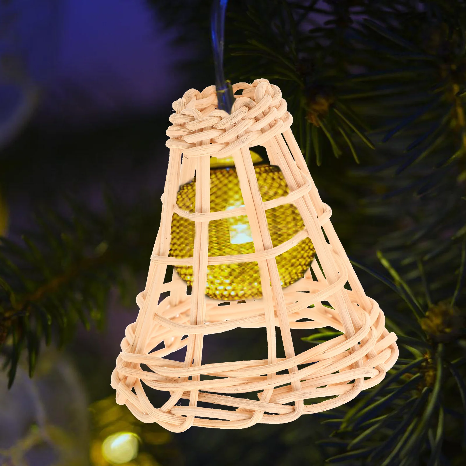 

2pcs Rattan Lampshade Mini Handwoven Small Drum Vintage Boho Hanging Lampshades for Chandeliers Table Lamps Solar Lighting