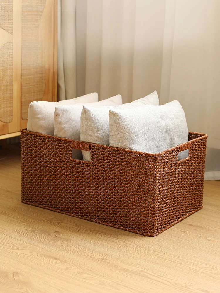 

Woven Storage Basket for Bedding And Pillow Organization Home Use Toy And Clothing Storage Basket Ideal for Homestay And Hotels