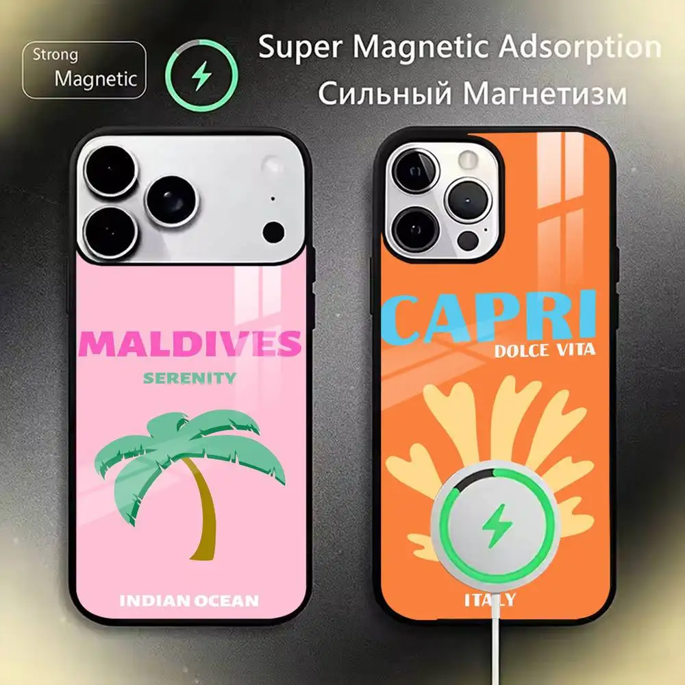 

Bali Ibiza Capri Bondi Palm Phone Case For iPhone17,16,15,14,13,12,11 Plus,Pro Magnetic with Magsafe Wireless Charging