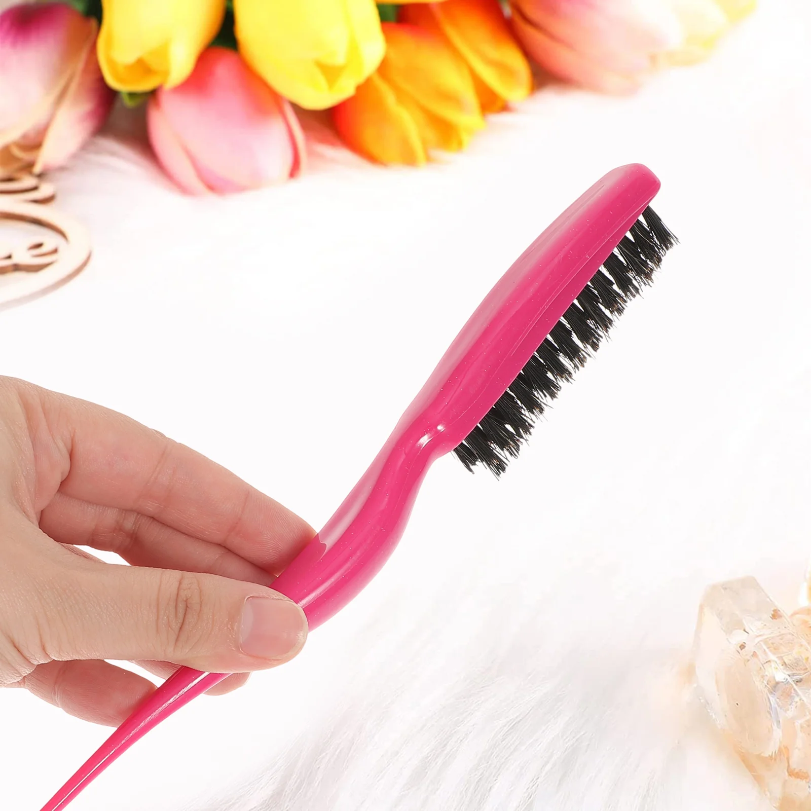 Scalp Comb Salon Hair Teasing Brush Boar Bristle Smooth Grooming Hairbrush for