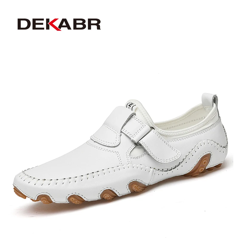 DEKABR-mocasines de piel auténtica para hombre, zapatos informales hechos a mano, suaves y cómodos, de lujo