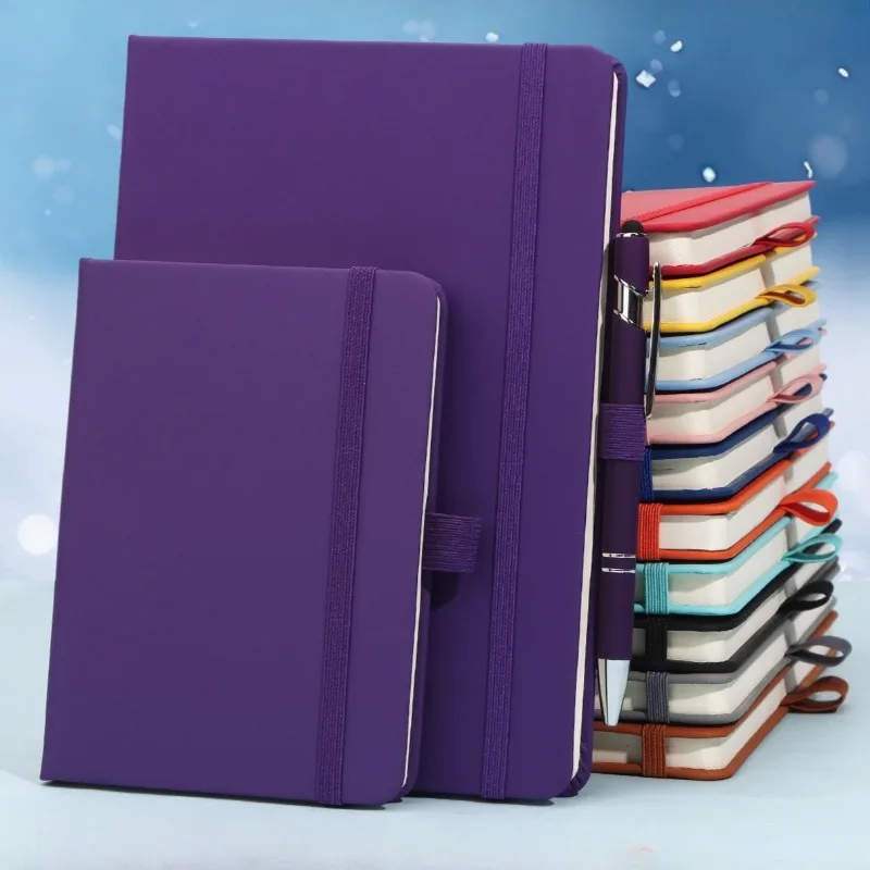 Cuaderno A5 con Banda Elástica, Correa de Encuadernación A6, Cuaderno Monocromático de Cuero PU de Alta Calidad