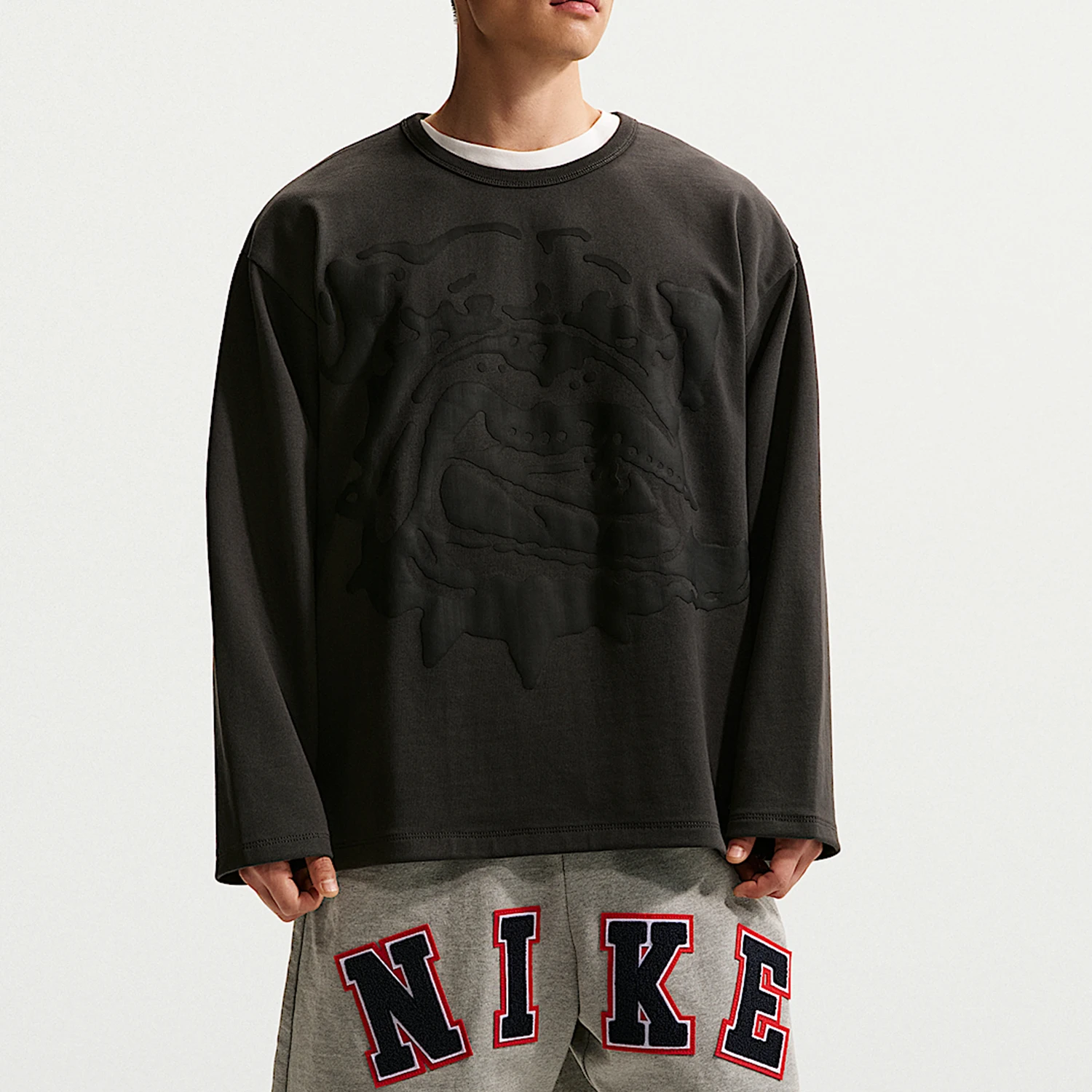 Nike genuine comfortable men's ultra loose trendy printed patchwork long sleeved T-shirt IF2234-060