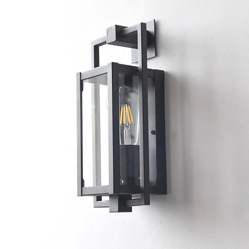 

American Outdoor Glass Wall Lamp Porch Waterproof Wall Light Courtyard Garden Wall Lamp Bedroom Bedside Lighting