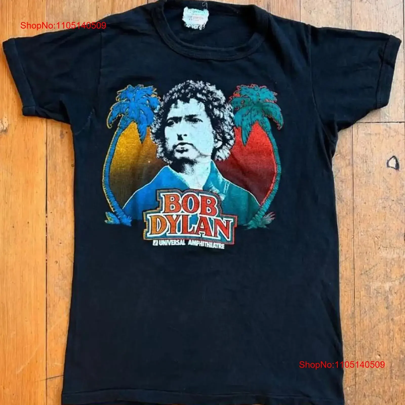إعادة طباعة 1978 بوب ديلان العالمي Amphitheatre الأساسية الأسود تي شيرت NH20509 خمر غسلها الشارع الشهير عادية أوم أنيق