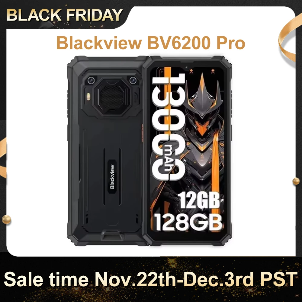 Blackview BV6200 Pro Rugged Smartphone 12GB(6+6) 128GB 13000mAh 6.56'' Android 13, 13MP Camera,Dual SIM 4G GPS