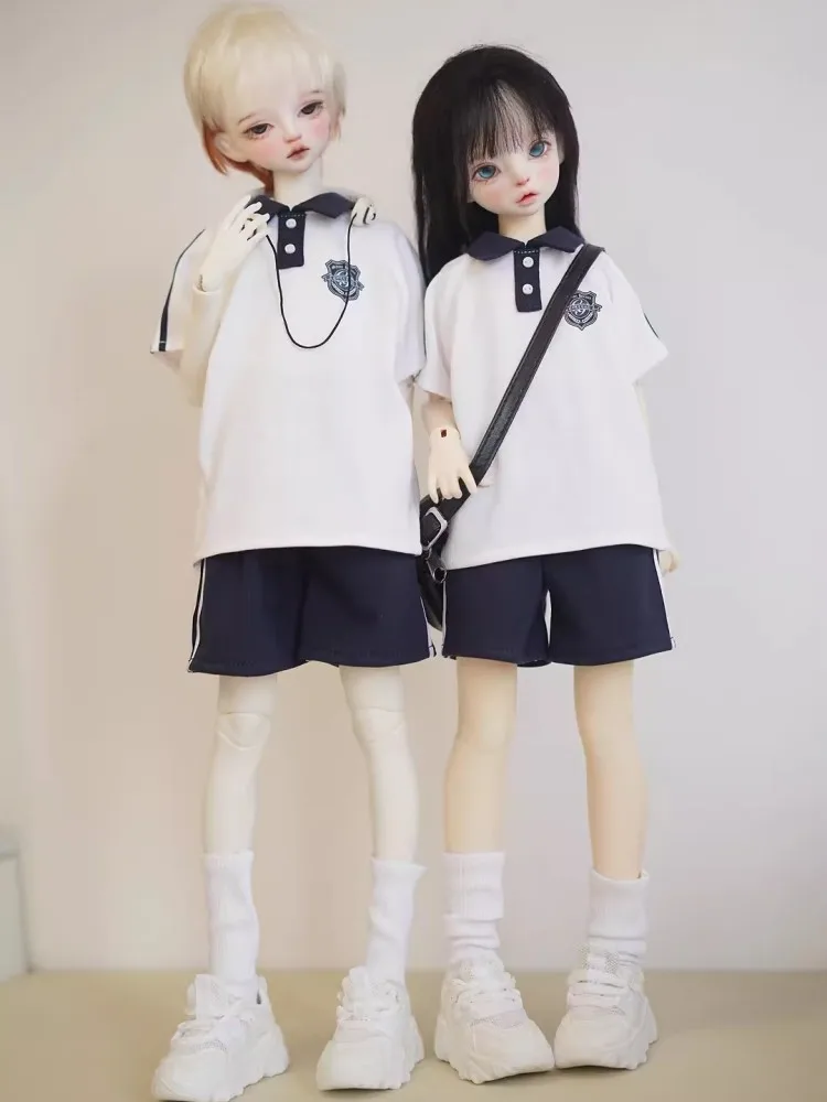 

Одежда для кукол BJD для кукол 1/4, комплект школьной формы, короткая футболка, шорты, аксессуары для одежды для кукол (кроме куклы)