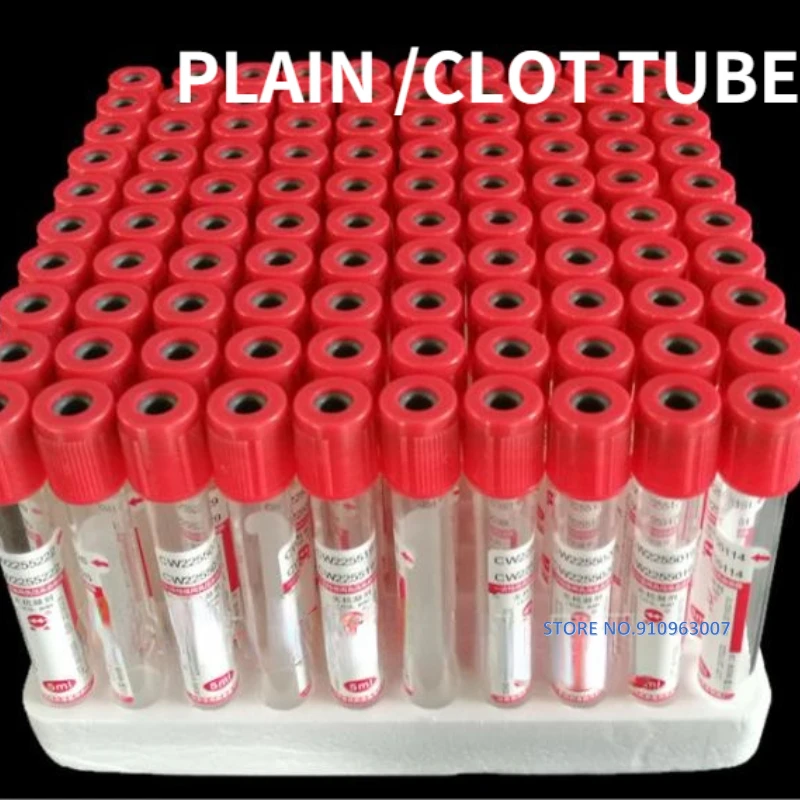 100/pcack Disposable Sterile Vacuum Blood Collection Tube EDTA Heparin Plain Tube Gel Serum Clot Activator Coagulation Tube