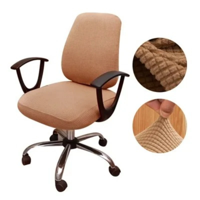 New 2Pcs/Set High Elastic Plaid Velvet Office Chair Covers Thicken Computer Spandex Split Seat Cover Armchair Cover Home Textile