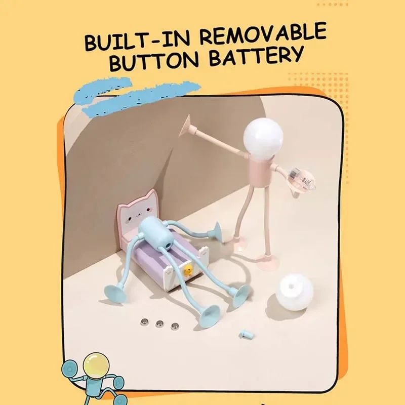 Cartoon Shape Suction Cup Light Mini Creative Bendable Desk Lamp Funny Sportsman Night Light Changeable Bulb Bedroom Decorations