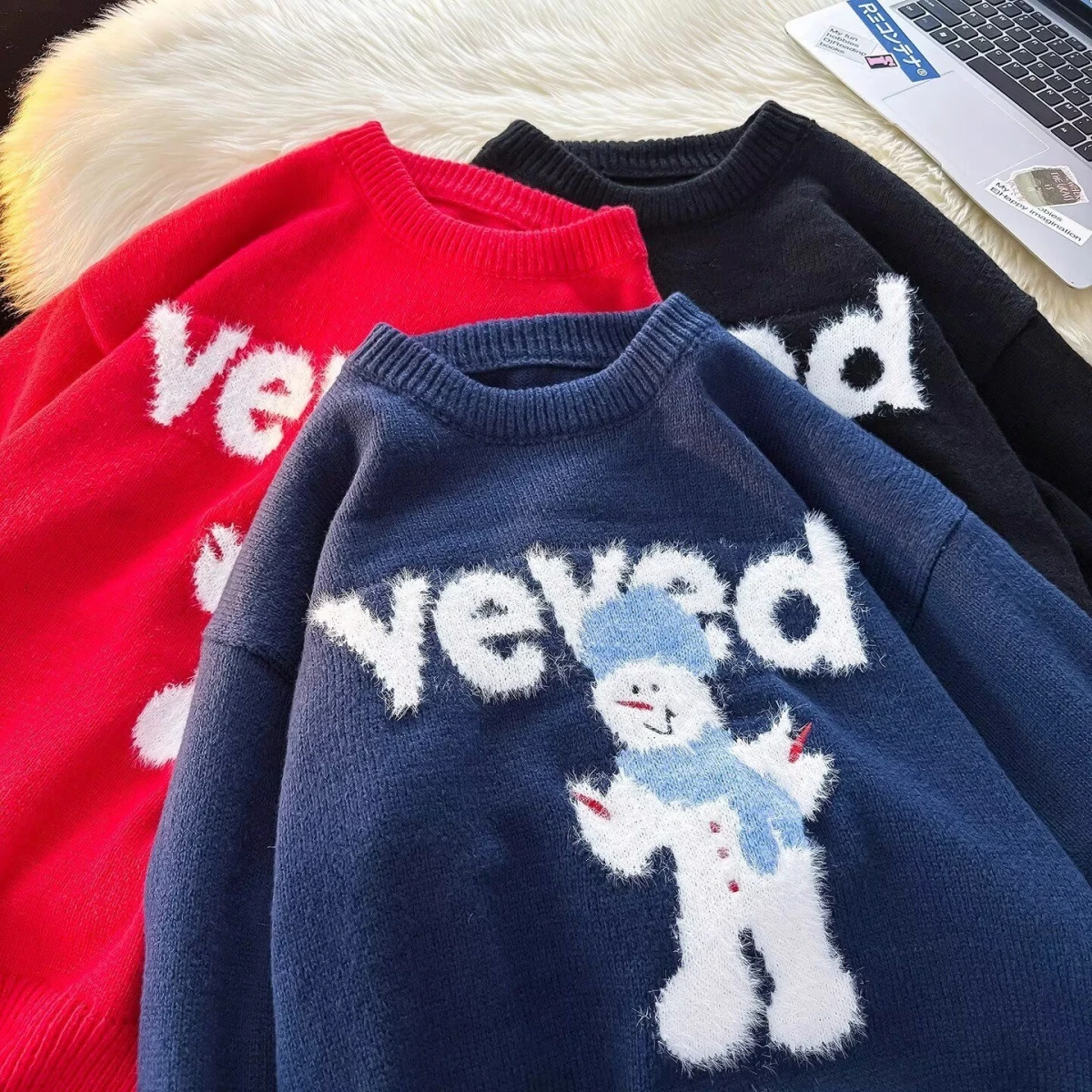 

Вязаный свитер с мультяшным принтом для мальчиков и девочек, весенне-осенний, модный, теплый, длинный, с круглым вырезом, топ для детей