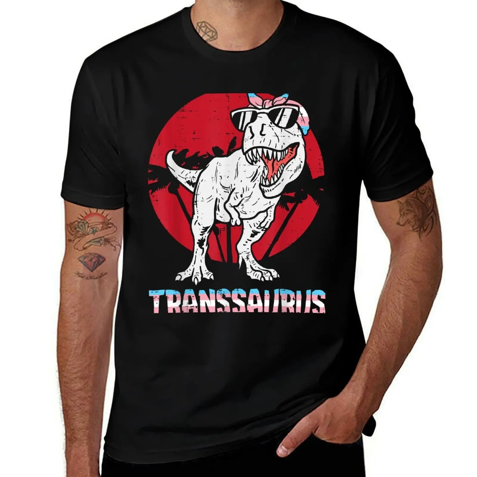 

Transaurus Transgender Trex Trans Pride Transsexual Dino T-Shirt High Quality Durable T-Shirt