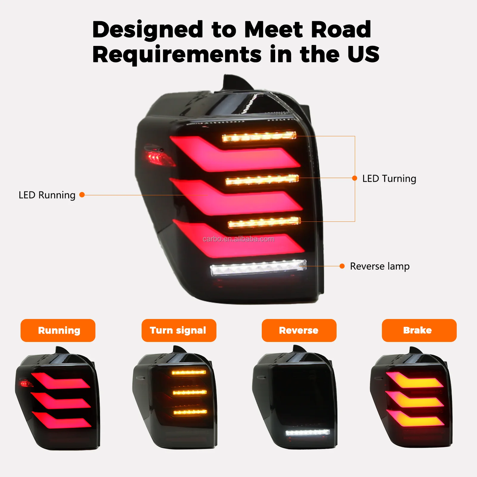 مصنع مصباح ليد خلفي لتويوتا 4 عداء 2014-2021 الضباب ضوء سيارة الذيل إكسسوارات مضيئة مجموعات الجسم أنظمة إضاءة السيارات #3