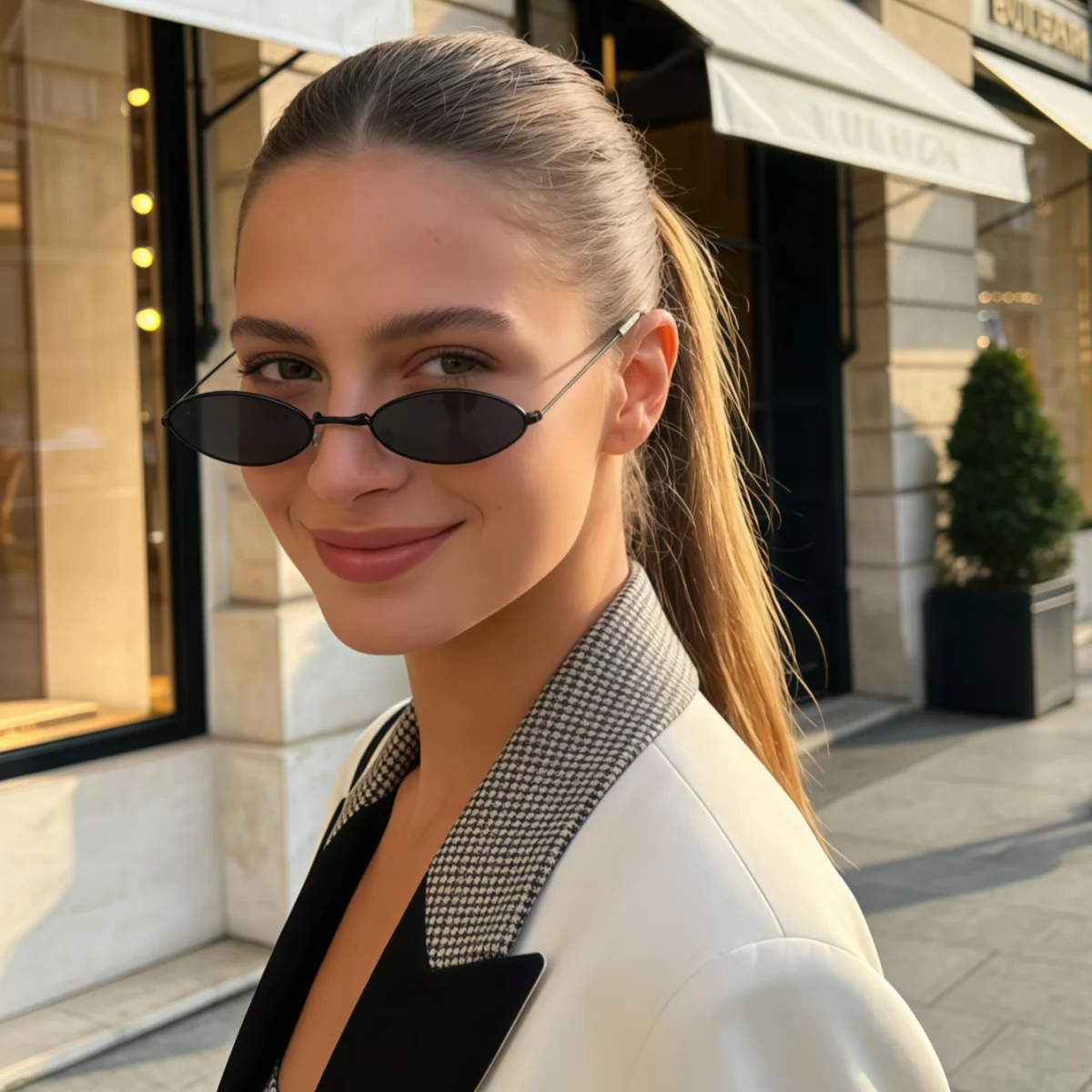 1 Stück europäische und amerikanische Retro-Mode-Y2K-Sonnenbrille, Sommersonnenschutz, leichte Rahmen für UV-Schutz mit UV400