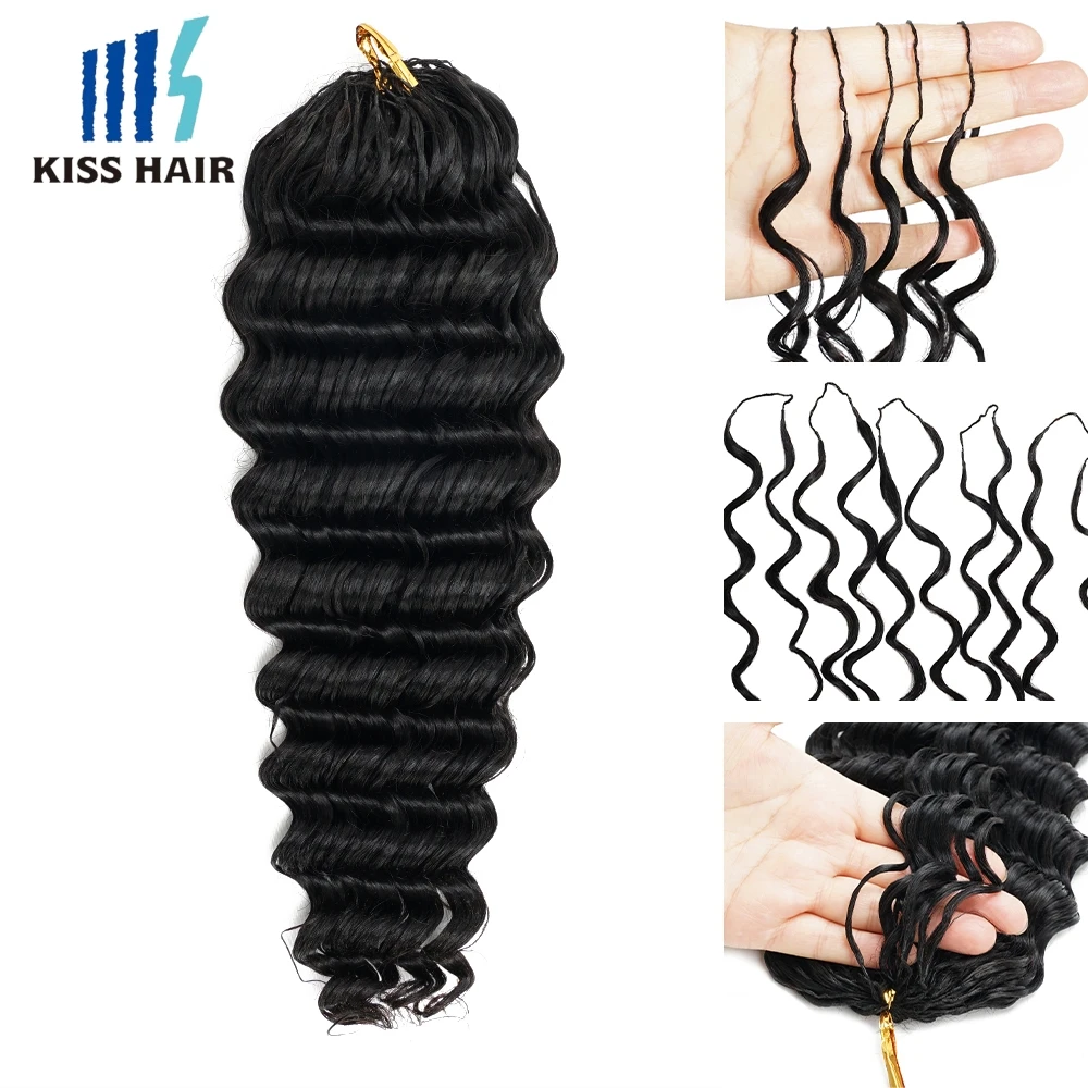 Pre-divided Bulk Hair for Braiding Deep Curly Human Hair Knotless Crochet Braids 60gram/bundle Goddess Boho Braids Invisible Miracle Knots Reusable Feather Crochet Hair Extension