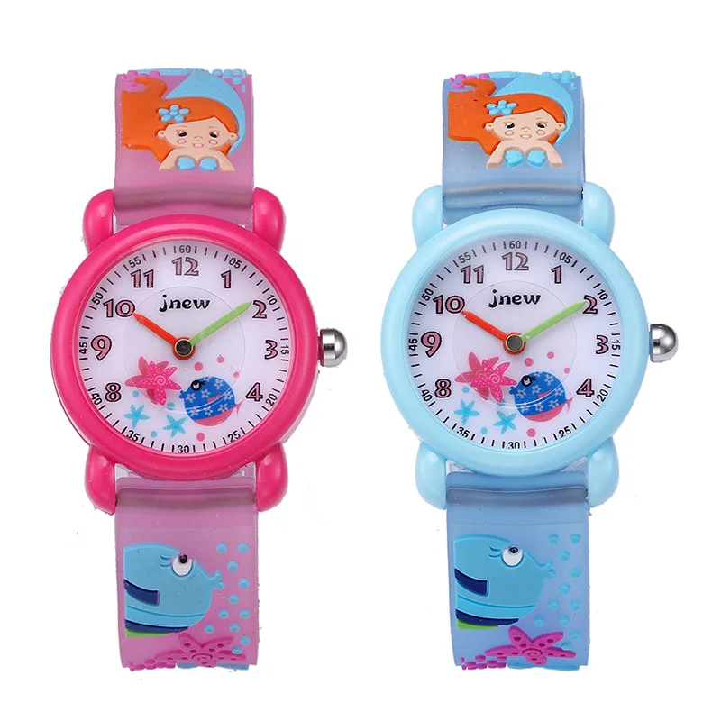 Children Like Cartoon Cartoon Mermaid Children's Watch Two Needle Digital Dial Design Waterproof Boys and Girls Sports Watch